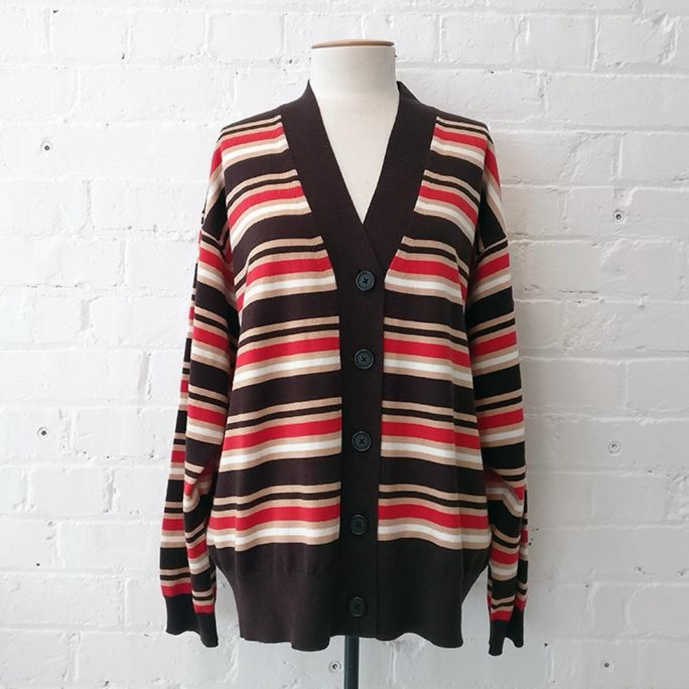 Striped Brown and Red Women's Cardigan
